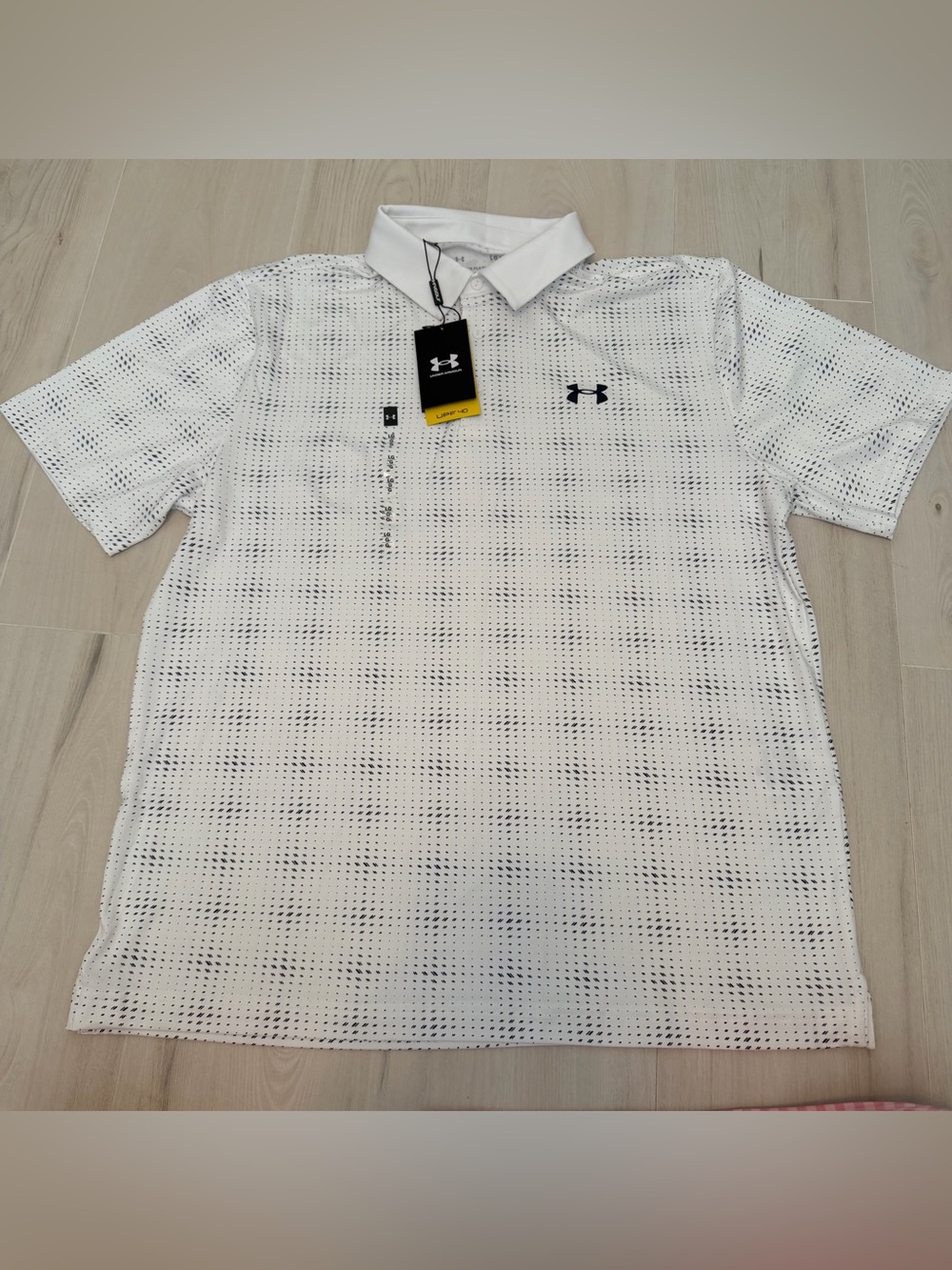 Under Armour Playoff 3.0 Printed Golf Polo White Black Large NWT
